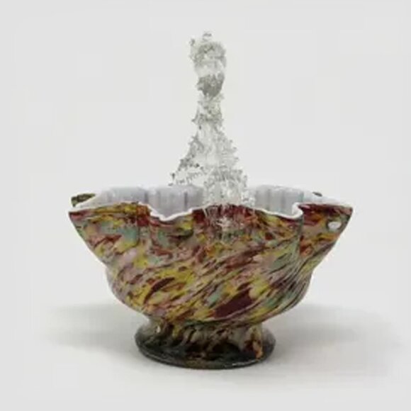 Bohemian Confetti Hand Blown Glass Basket With Thorn Handel - Picture 1 of 7